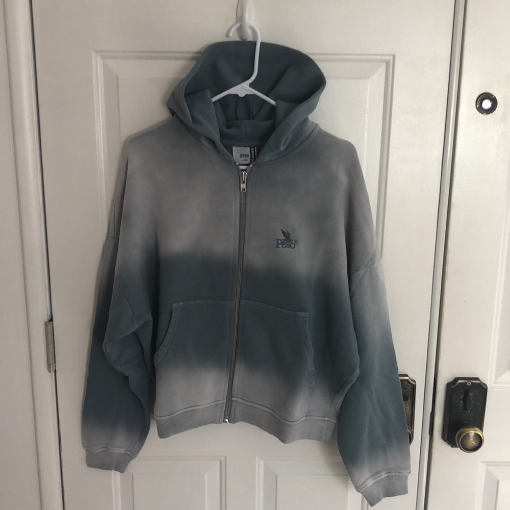 Peso Oversized Faded Zip Hoodie, Shark Grey